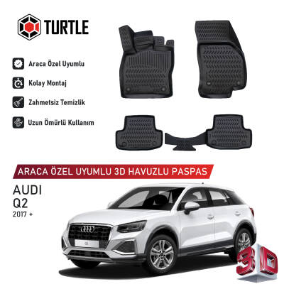 Turtle Audi Q2 2017-2026 Uyumlu 3D Havuzlu Oto Paspas