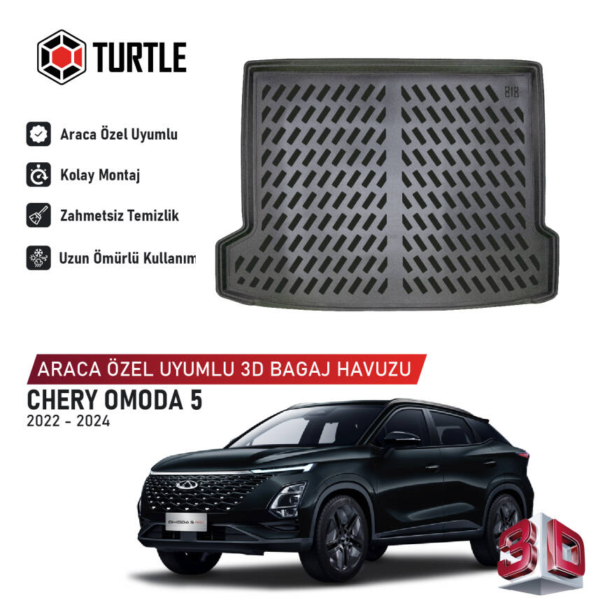 Turtle Chery Omoda 5 2022-2024 Uyumlu 3D Havuzlu Bagaj Havuzu - 1