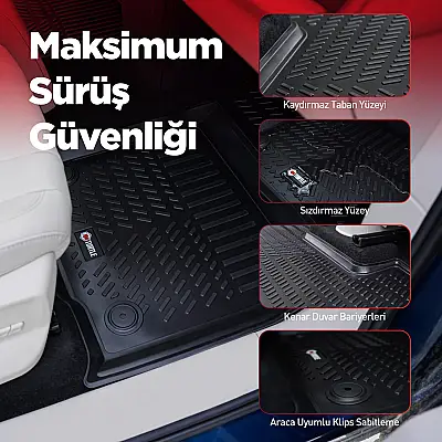 Turtle Chery Tiggo 8 Pro Max 2024-2025 Uyumlu 3D Havuzlu Oto Paspas - 4