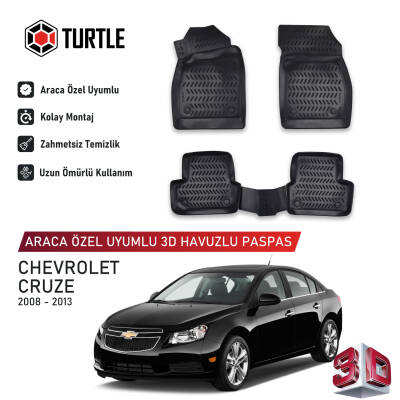 Turtle Chevrolet Cruze 2008-2016 Uyumlu 3D Havuzlu Oto Paspas