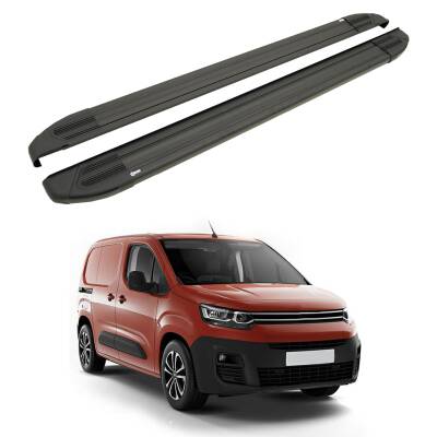 Turtle Citroen Berlingo 2019-2025 / Uzun Şasi Yan Basamak Brillant Siyah