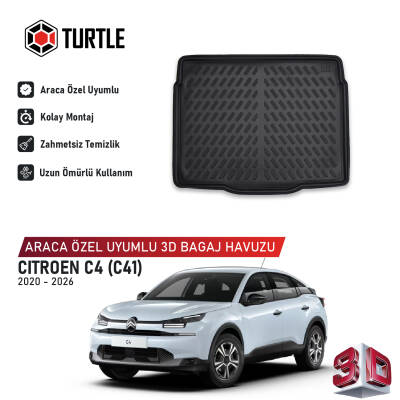 Turtle Citroen C4 (C41) 2020-2026 Uyumlu 3D Havuzlu Bagaj Havuzu