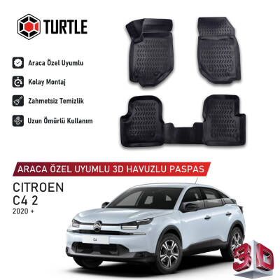 Turtle Citroen C4 (C41) 2020-2026 Uyumlu 3D Havuzlu Oto Paspas