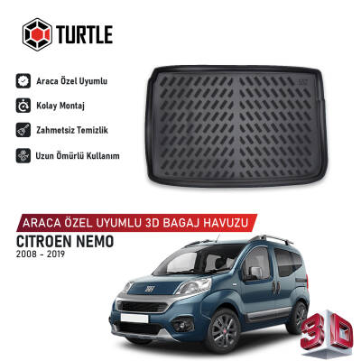 Turtle Citroen Nemo 2008-2019 Uyumlu 3D Havuzlu Bagaj Havuzu