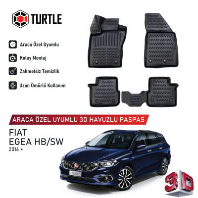 Turtle Fiat Egea Stationwagon 2015-2026 Uyumlu 3D Havuzlu Oto Paspas