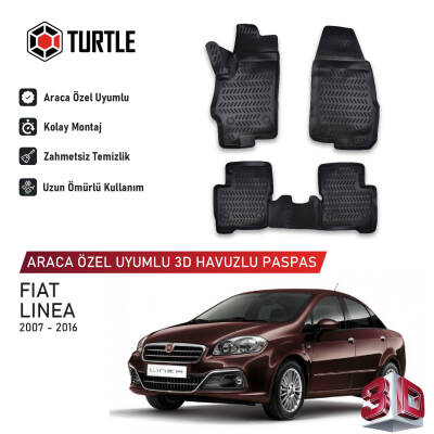 Turtle Fiat Linea 2007-2018 Uyumlu 3D Havuzlu Oto Paspas - 1