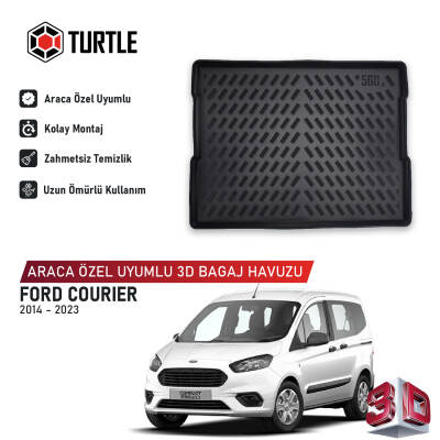 Turtle Ford Courier 2014-2023 Uyumlu 3D Havuzlu Bagaj Havuzu