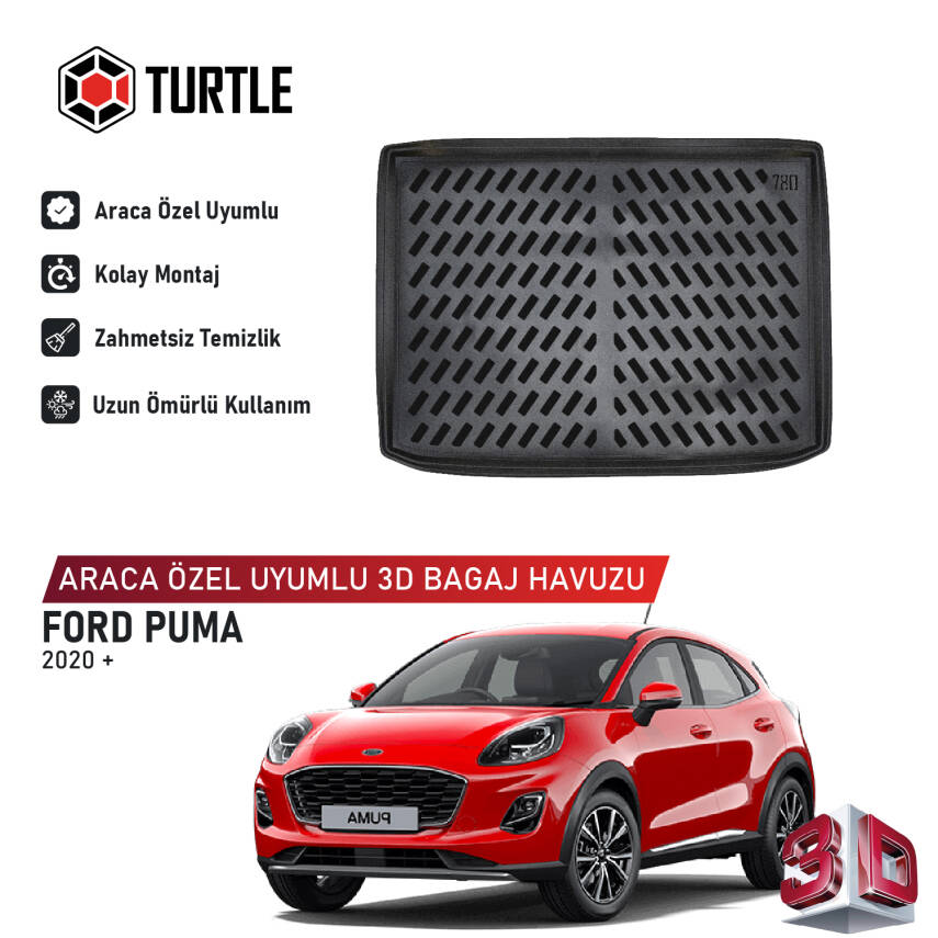 Turtle Ford Puma 2020-2026 Uyumlu 3D Havuzlu Bagaj Havuzu - 1