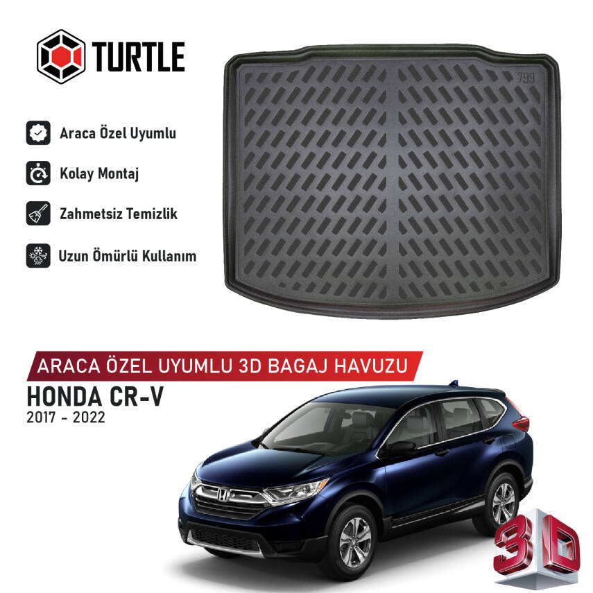 Turtle Honda Cr-V (Mk5) [Americas] 2017-2022 Uyumlu 3D Havuzlu Bagaj Havuzu - 1