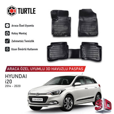 Turtle Hyundai i20 (Gb) 2014-2019 Uyumlu 3D Havuzlu Oto Paspas