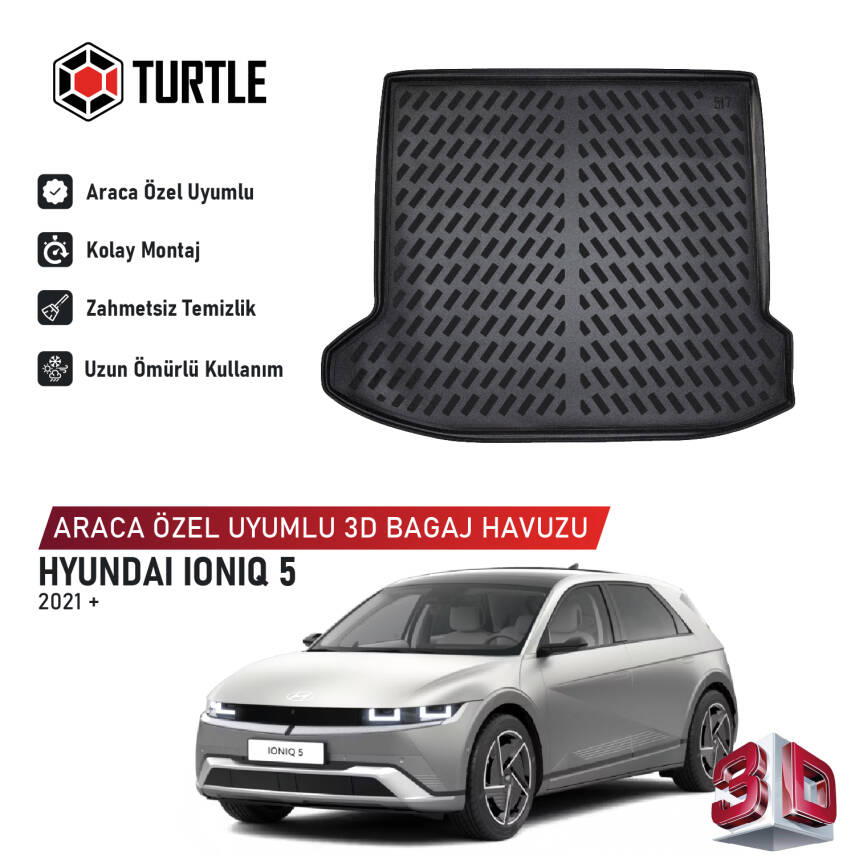 Turtle Hyundai ioniq 5 Trunk (Mk1) 2021-2026 Uyumlu 3D Havuzlu Bagaj Havuzu - 1