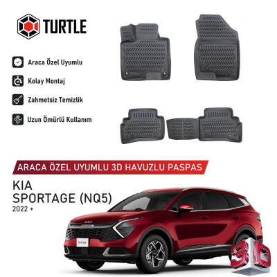 Turtle Kia Sportage (Nq5) 2022-2026 Uyumlu 3D Havuzlu Oto Paspas