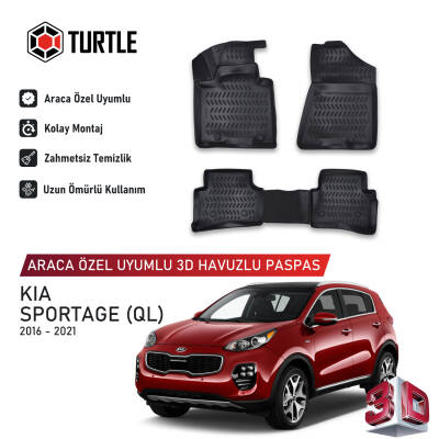 Turtle Kia Sportage (Ql) 2016-2021 Uyumlu 3D Havuzlu Oto Paspas