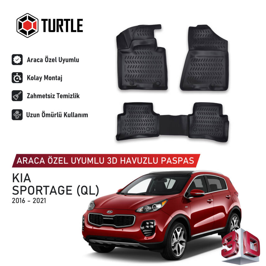 Turtle Kia Sportage (Ql) 2016-2021 Uyumlu 3D Havuzlu Oto Paspas - 1
