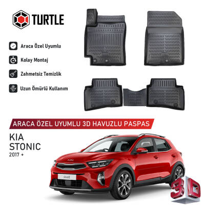 Turtle Kia Stonic (Oy) 2018-2026 Uyumlu 3D Havuzlu Oto Paspas