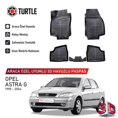 Turtle Opel Astra G 1998-2004 Uyumlu 3D Havuzlu Oto Paspas