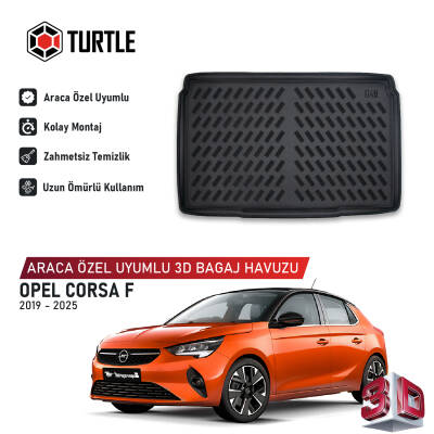 Turtle Opel Corsa F 2019-2025 Uyumlu 3D Havuzlu Bagaj Havuzu