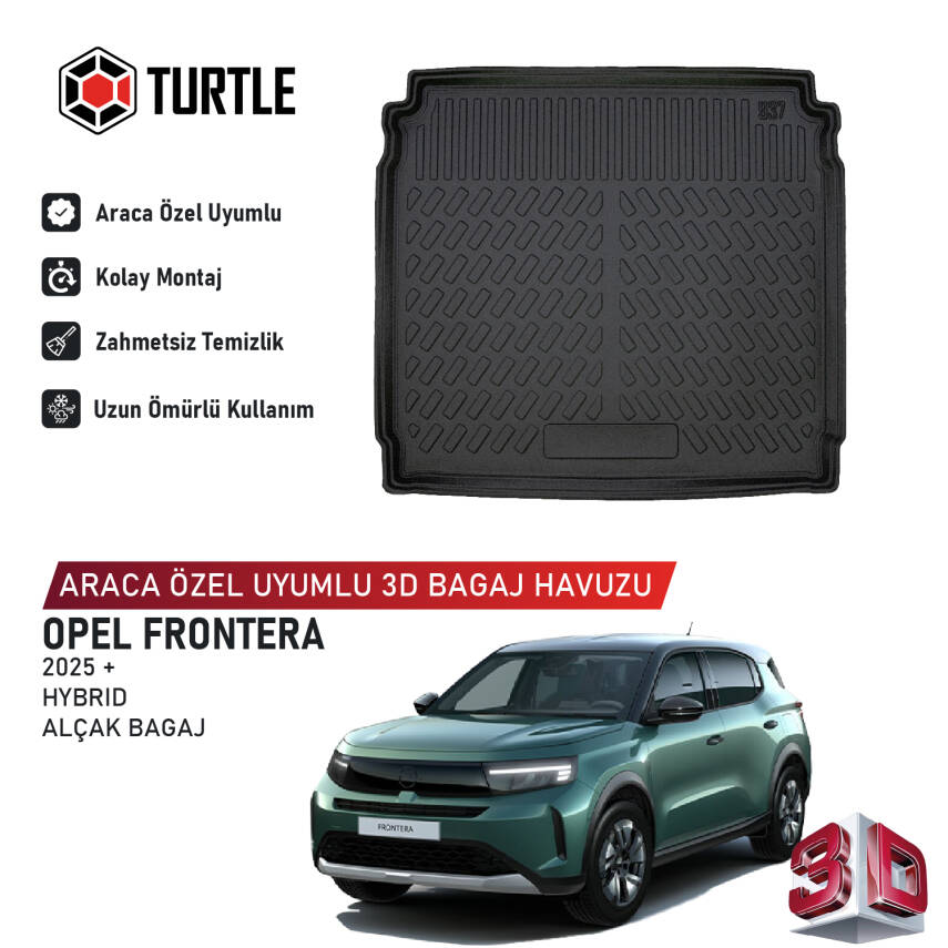 Turtle Opel Frontera Hybrid 2025-2026 Uyumlu 3D Havuzlu Bagaj Havuzu - 1