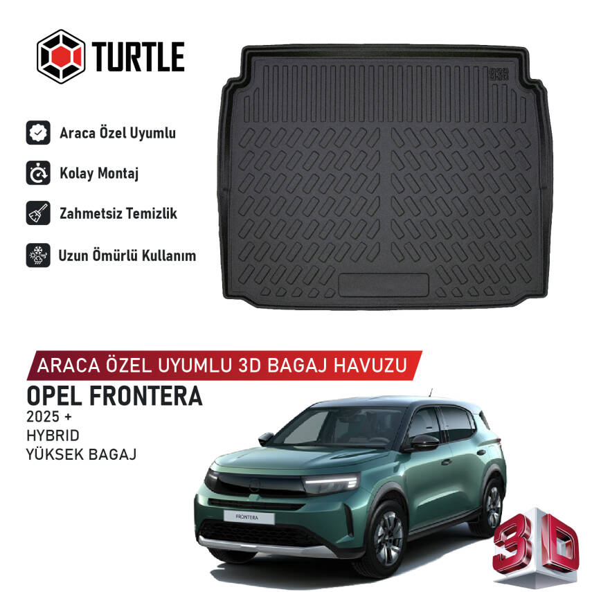 Turtle Opel Frontera Hybrid 2025-2026 Uyumlu 3D Havuzlu Bagaj Havuzu - 1