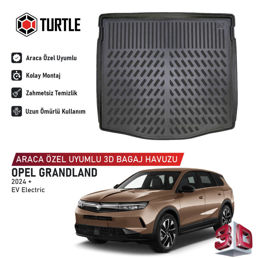 Turtle Opel Grandland (Ev) 2024-2026 Uyumlu 3D Havuzlu Bagaj Havuzu - 1