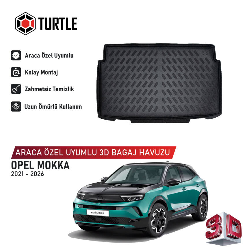 Turtle Opel Mokka 2021-2026 Uyumlu 3D Havuzlu Bagaj Havuzu - 1