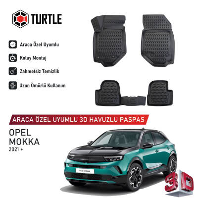 Turtle Opel Mokka 2021-2026 Uyumlu 3D Havuzlu Oto Paspas