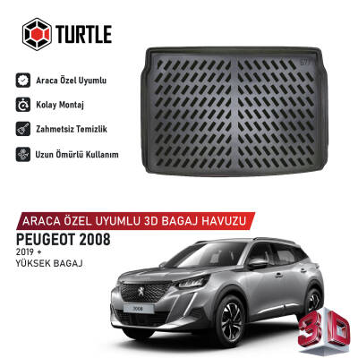 Turtle Peugeot 2008 2019-2026 Uyumlu 3D Havuzlu Bagaj Havuzu