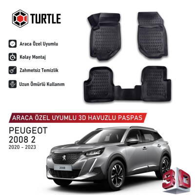 Turtle Peugeot 2008 2020-2023 Uyumlu 3D Havuzlu Oto Paspas