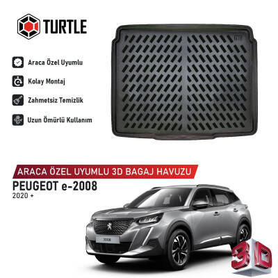 Turtle Peugeot 2008-E 2020-2026 Uyumlu 3D Havuzlu Bagaj Havuzu
