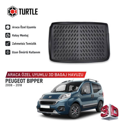 Turtle Peugeot Bipper 2008-2018 Uyumlu 3D Havuzlu Bagaj Havuzu