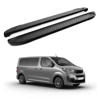 Turtle Peugeot Traveller (Mk3) 2017-2025 / Uzun Şasi Yan Basamak Sapphire V1 Siyah