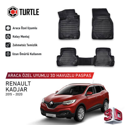 Turtle Renault Kadjar 2015-2022 Uyumlu 3D Havuzlu Oto Paspas - 1