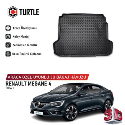 Turtle Renault Megane iv (Xfb) 2016-2026 Uyumlu 3D Havuzlu Bagaj Havuzu