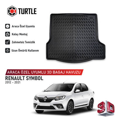 Turtle Renault Symbol 2012-2021 Uyumlu 3D Havuzlu Bagaj Havuzu