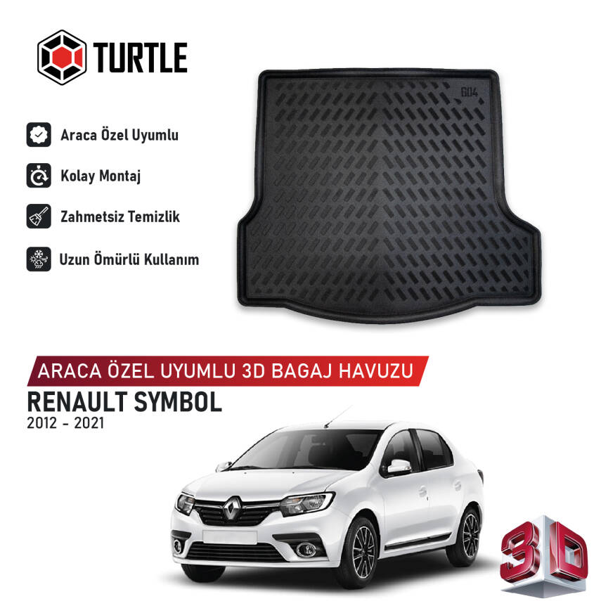 Turtle Renault Symbol 2012-2021 Uyumlu 3D Havuzlu Bagaj Havuzu - 1