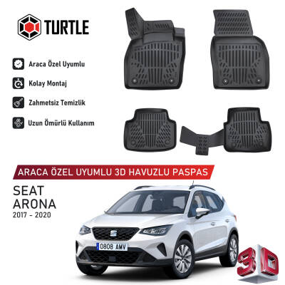 Turtle Seat Arona (Kj7) 2017-2026 Uyumlu 3D Havuzlu Oto Paspas