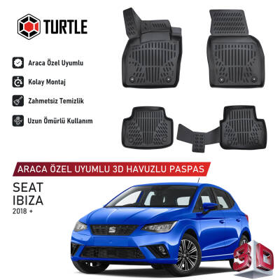 Turtle Seat ibiza (Mk5) 2017-2026 Uyumlu 3D Havuzlu Oto Paspas