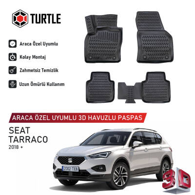 Turtle Seat Tarraco 2019-2026 Uyumlu 3D Havuzlu Oto Paspas