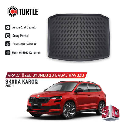 Turtle Skoda Karoq 2017-2026 Uyumlu 3D Havuzlu Bagaj Havuzu