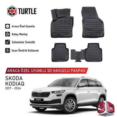 Turtle Skoda Kodiaq (Ns7) 2017-2023 Uyumlu 3D Havuzlu Oto Paspas