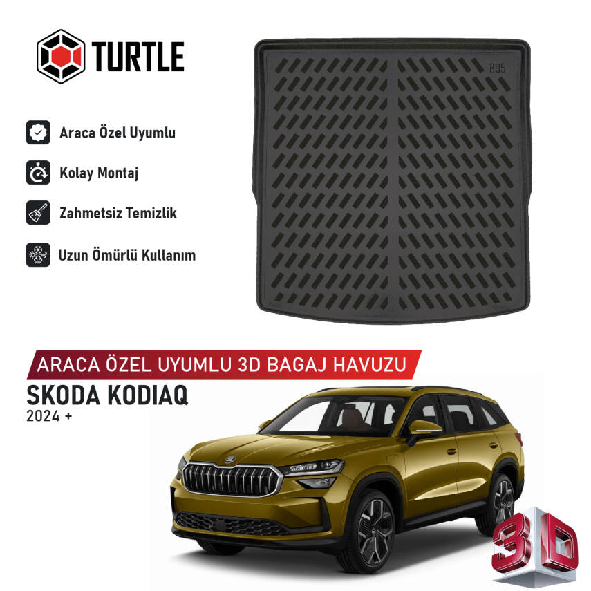 Turtle Skoda Kodiaq (Ns8) 2024-2026 Uyumlu 3D Havuzlu Bagaj Havuzu - 1