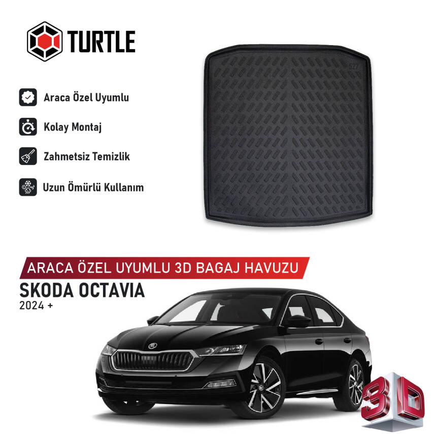 Turtle Skoda Octavia (Nx) 2024-2026 Uyumlu 3D Havuzlu Bagaj Havuzu - 1