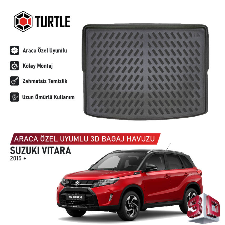 Turtle Suzuki Vitara (Ly) 2015-2026 Uyumlu 3D Havuzlu Bagaj Havuzu - 1