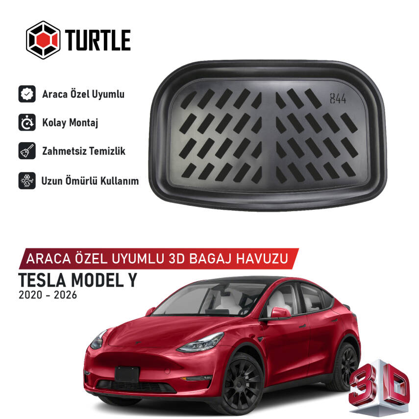 Turtle Tesla  Model Y  2020-2026 Uyumlu 3D Havuzlu Bagaj Havuzu - 1