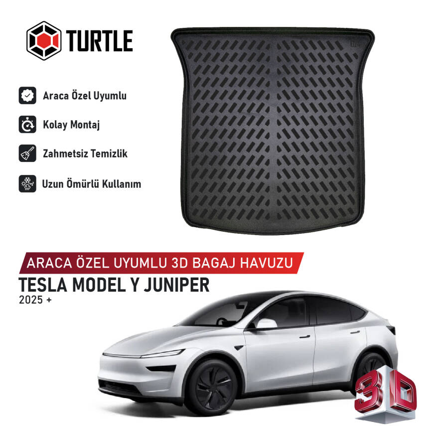 Turtle Tesla Model Y Juniper 2025-2026 Uyumlu 3D Havuzlu Bagaj Havuzu - 1