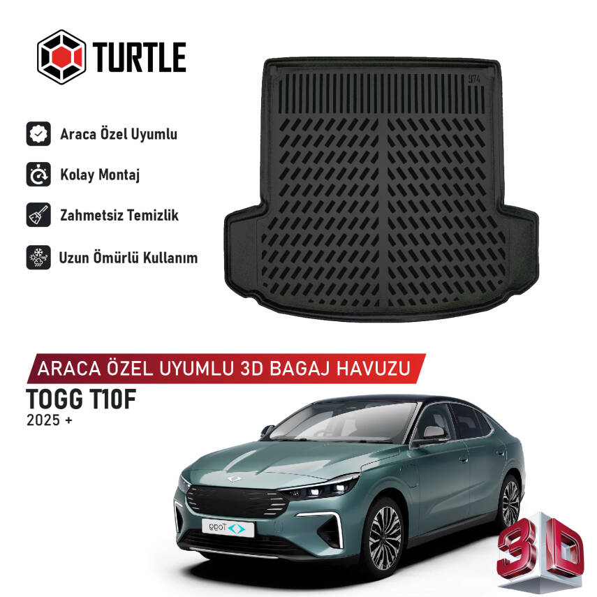 Turtle Togg T10F 2025-2026 Uyumlu 3D Havuzlu Bagaj Havuzu - 1