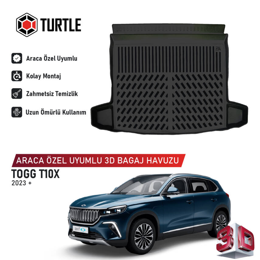 Turtle Togg T10X 2023-2026 Uyumlu 3D Havuzlu Bagaj Havuzu - 1