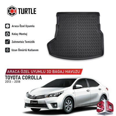Turtle Toyota Corolla 2013-2018 Uyumlu 3D Havuzlu Bagaj Havuzu