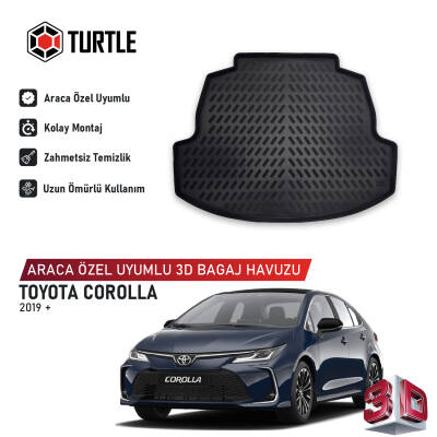 Turtle Toyota Corolla 2019-2026 Uyumlu 3D Havuzlu Bagaj Havuzu
