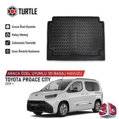 Turtle Toyota Proace City 2019-2026 Uyumlu 3D Havuzlu Bagaj Havuzu